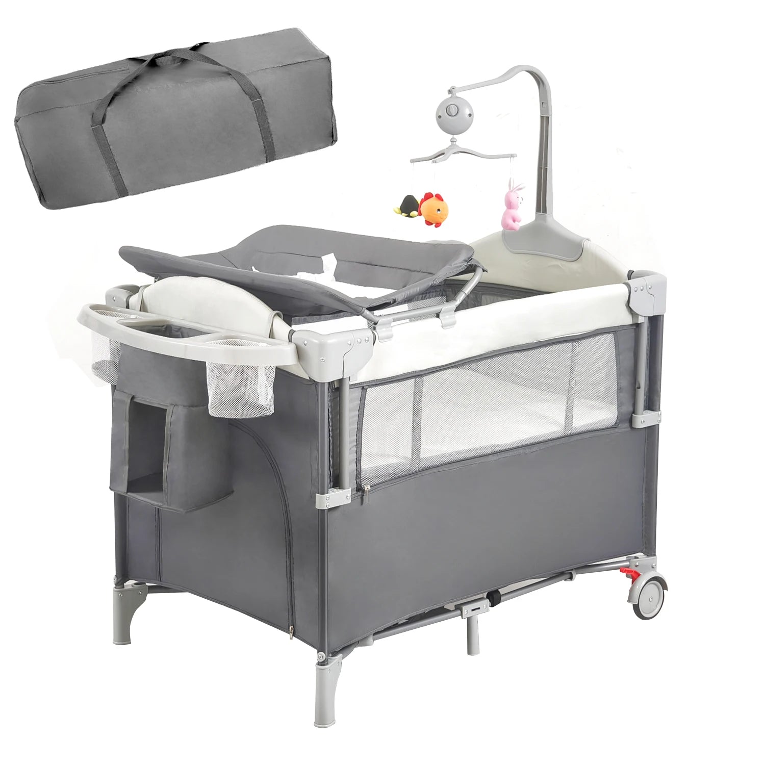 Pack n Play, Lockable Wheels, Foldable Infant to Toddler