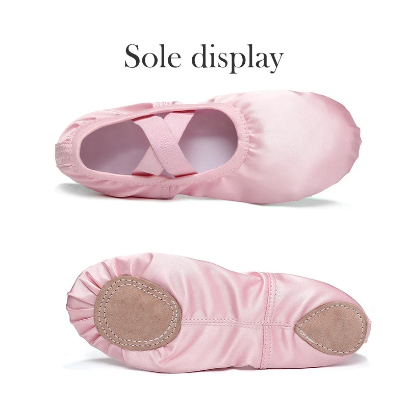 Women/Girls' Ballet Shoes Elastic Satin Flat Split Soft Sole