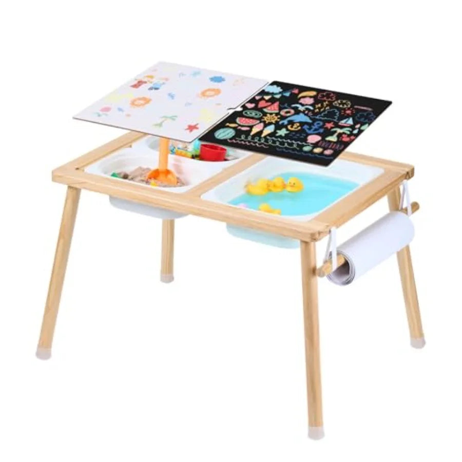 Sensory Table, Activity Desk with 3 Foldable Storage Bins for Toddlers