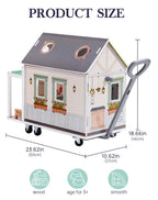Robud Wooden Dollhouse with Wheels