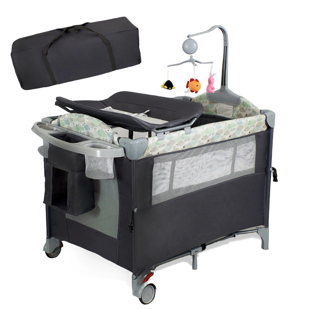 Pack n Play, Lockable Wheels, Foldable Infant to Toddler