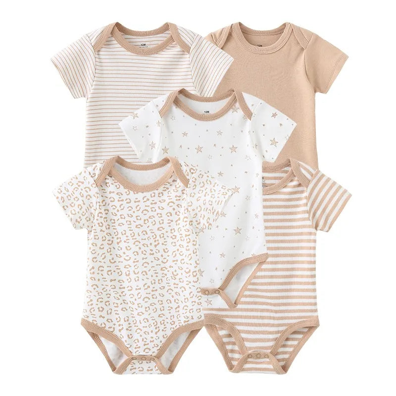 5 Piece Unisex Bodysuits 100% Cotton
