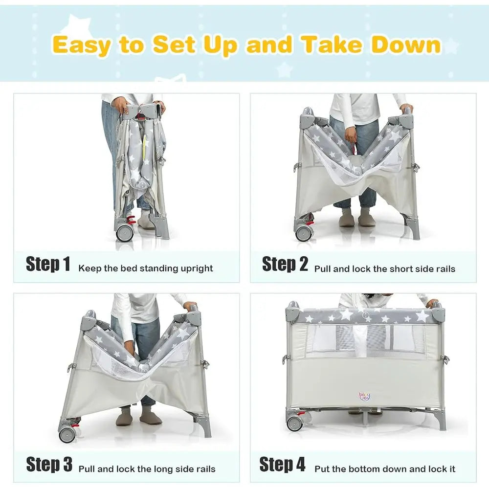 Portable Play Yard, Bassinet, Changing Table, and Music