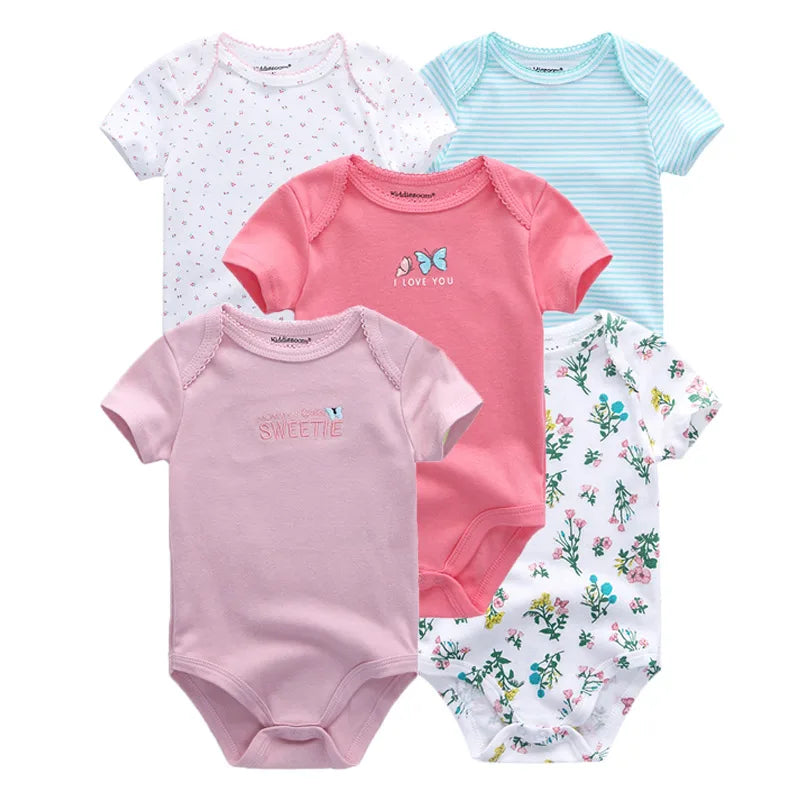 5 Piece Unisex Bodysuits 100% Cotton