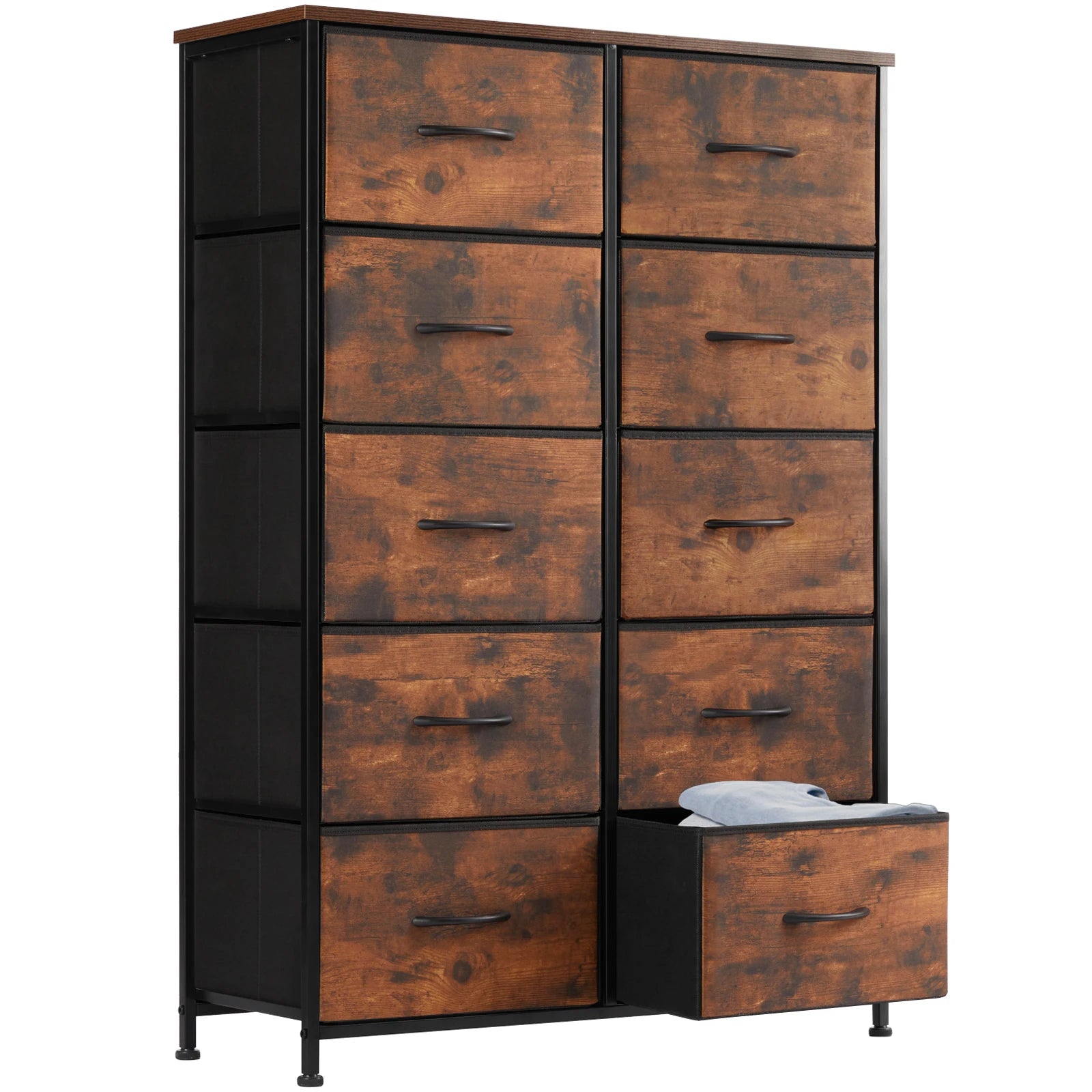 Bedside Table Fabric Drawers Steel Frame