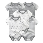 5 Piece Unisex Bodysuits 100% Cotton