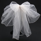 Girls/Woman Elegant White Ribbon Bow Hair Clip with Pearls