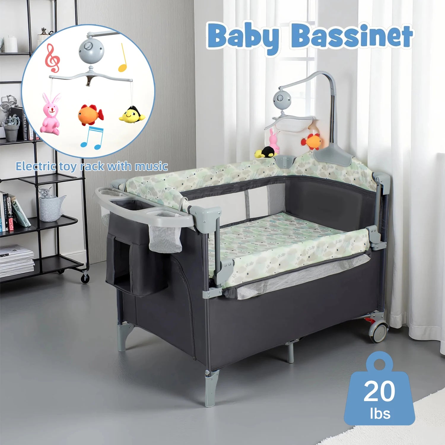 Pack n Play, Lockable Wheels, Foldable Infant to Toddler