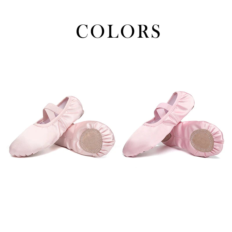 Women/Girls' Ballet Shoes Elastic Satin Flat Split Soft Sole