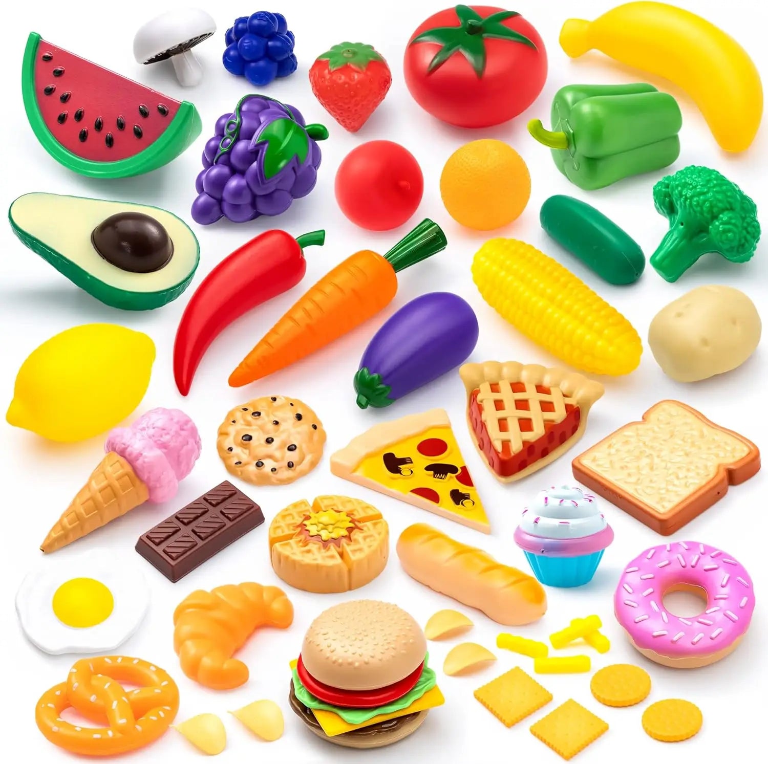 50 Pcs Kitchen Dinnerware Kit & Dummy Fruits Vegetables