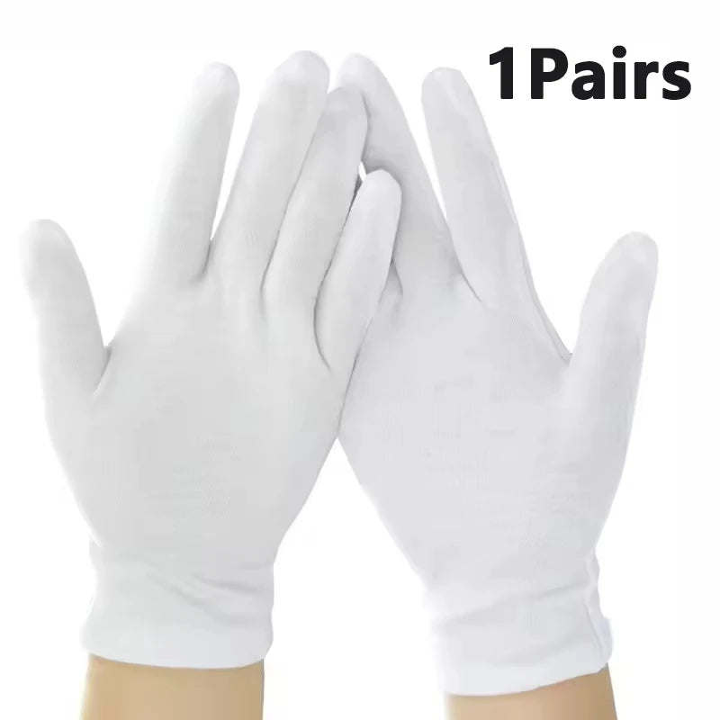 1 Pair New Full Finger Boy/Girl Etiquette White Cotton Gloves