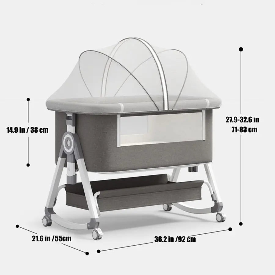 Foldable Baby Bassinet Portable Crib with Wheels