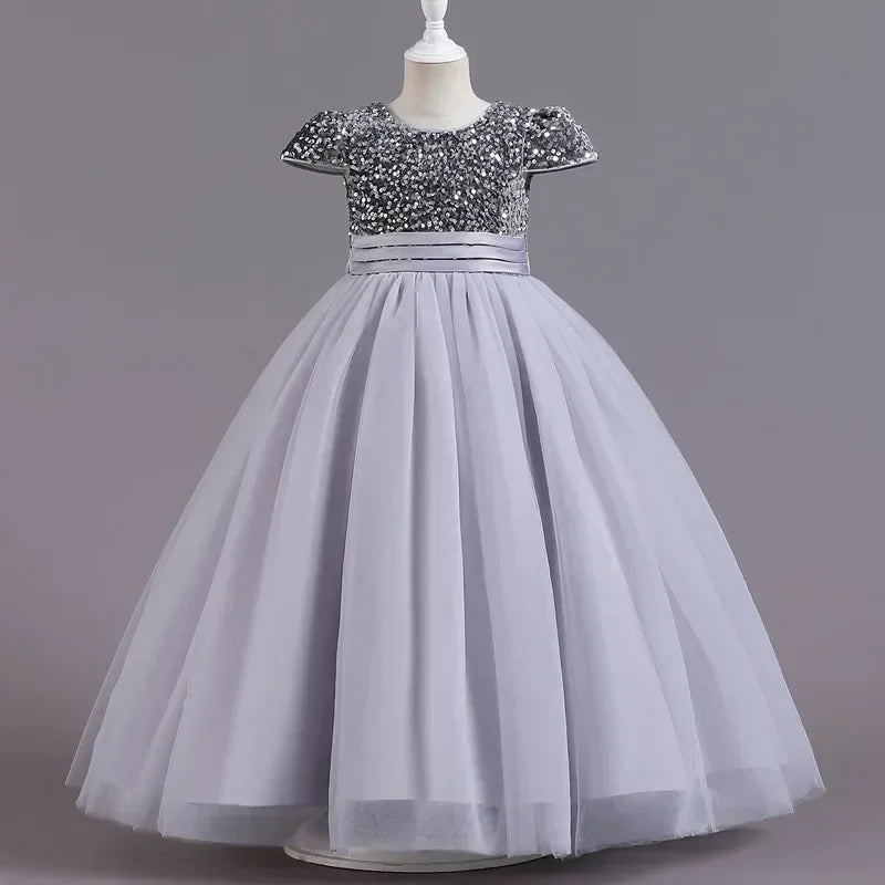 Girls Bridesmaid Dress with Lace Bodice