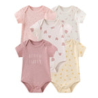 5 Piece Unisex Bodysuits 100% Cotton