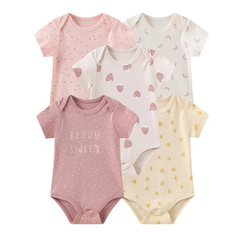 5 Piece Unisex Bodysuits 100% Cotton