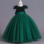 Girls Bridesmaid Dress with Lace Bodice