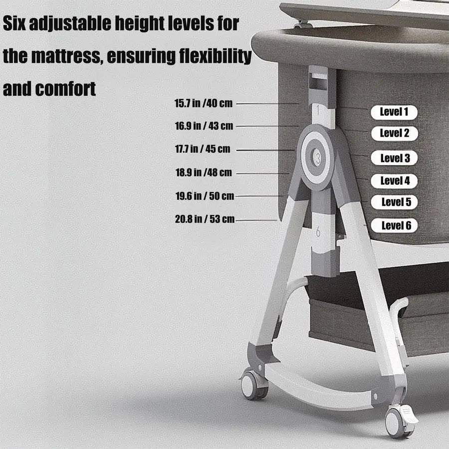 Foldable Baby Bassinet Portable Crib with Wheels
