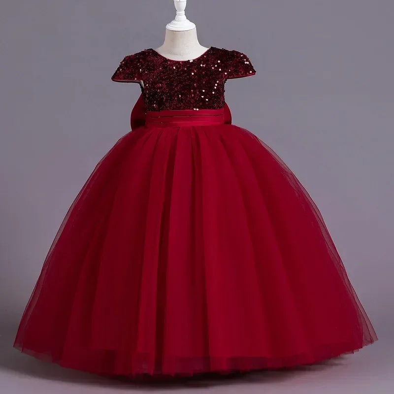 Girls Bridesmaid Dress with Lace Bodice