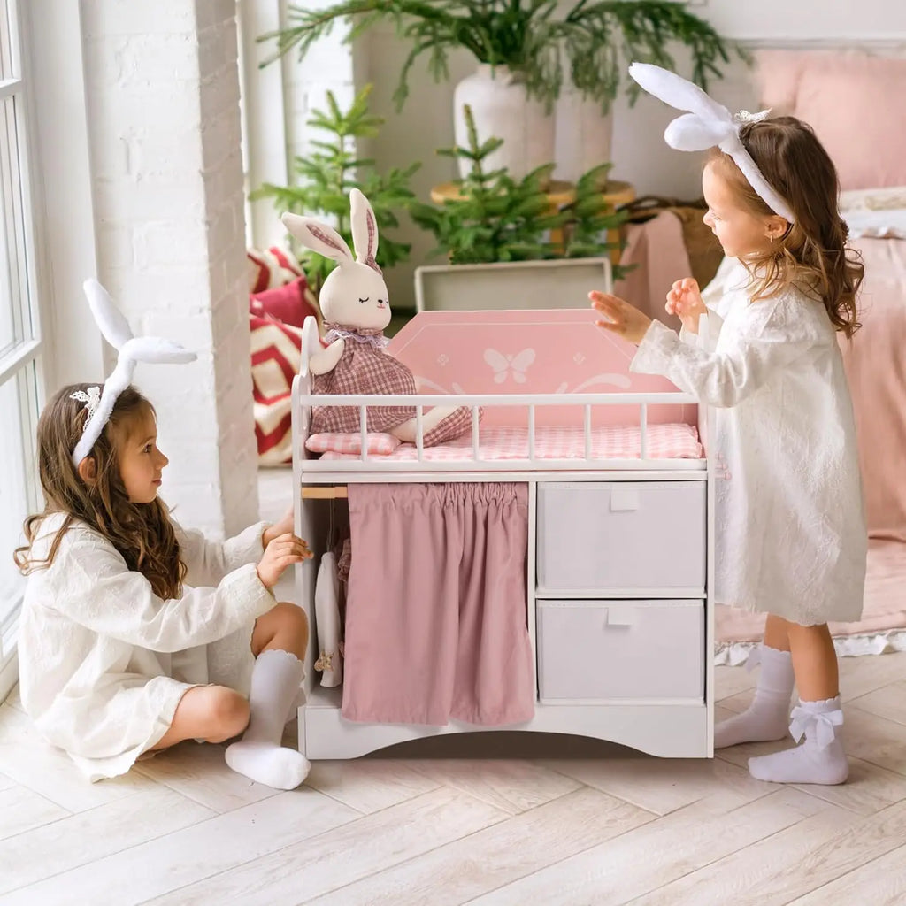 Wooden Baby Doll Crib Fits Dolls up to 21" for Girls 3+