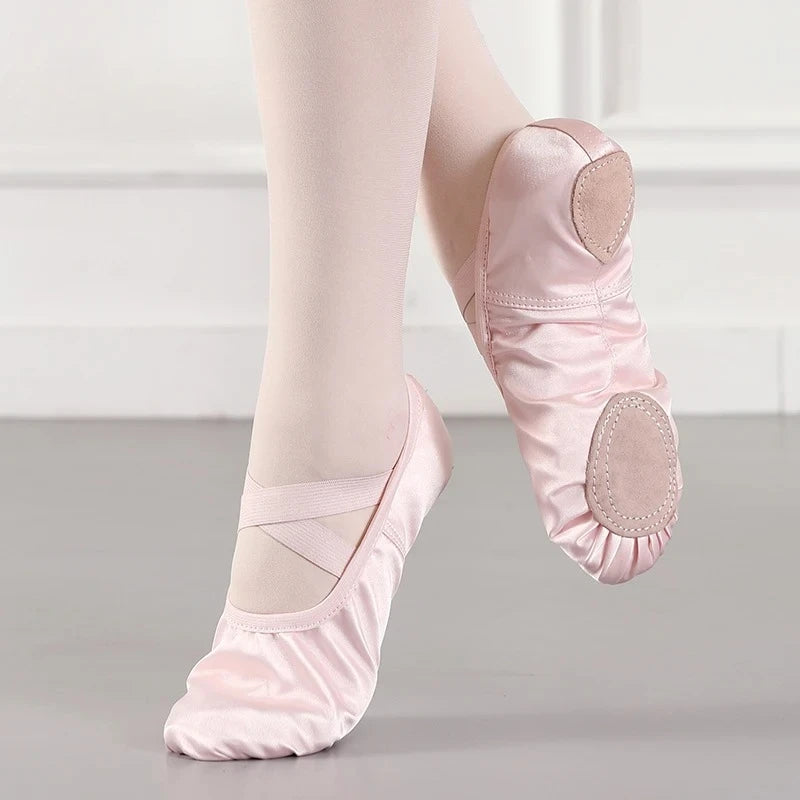 Women/Girls' Ballet Shoes Elastic Satin Flat Split Soft Sole