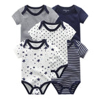 5 Piece Unisex Bodysuits 100% Cotton