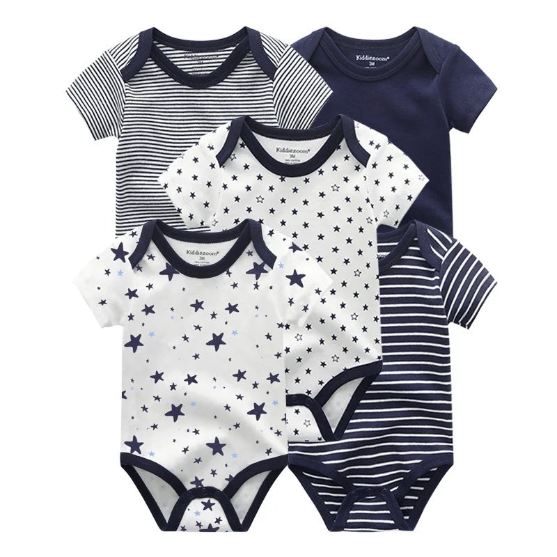 5 Piece Unisex Bodysuits 100% Cotton