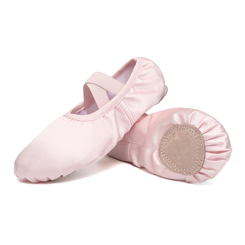 Women/Girls' Ballet Shoes Elastic Satin Flat Split Soft Sole
