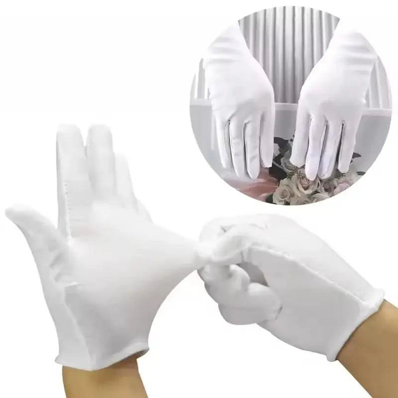 1 Pair New Full Finger Boy/Girl Etiquette White Cotton Gloves