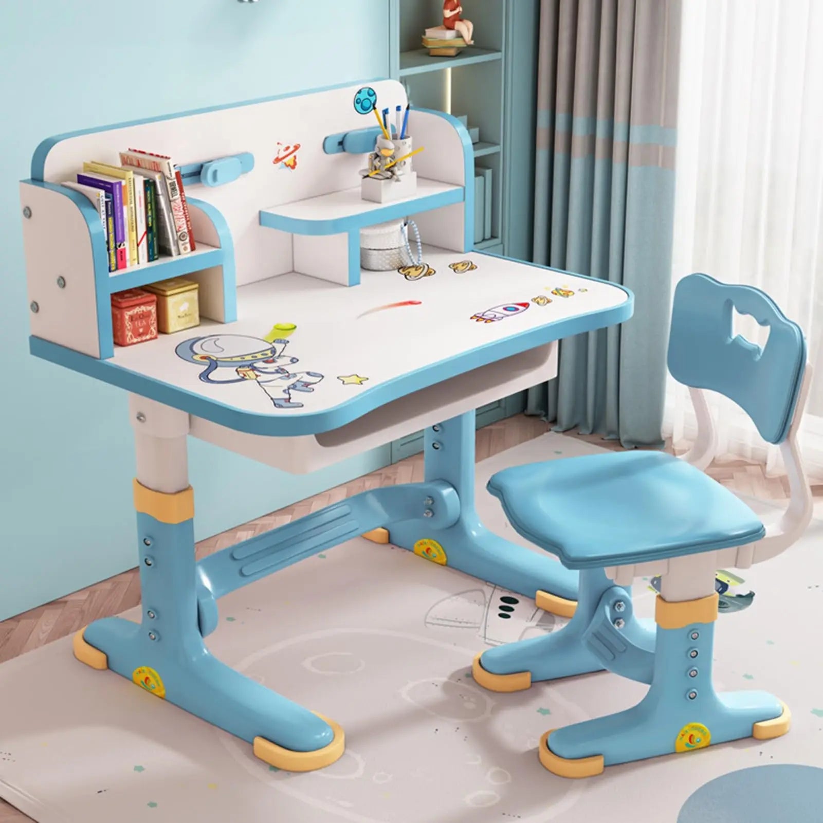 Height-Adjustable Kids Desk Chair Set