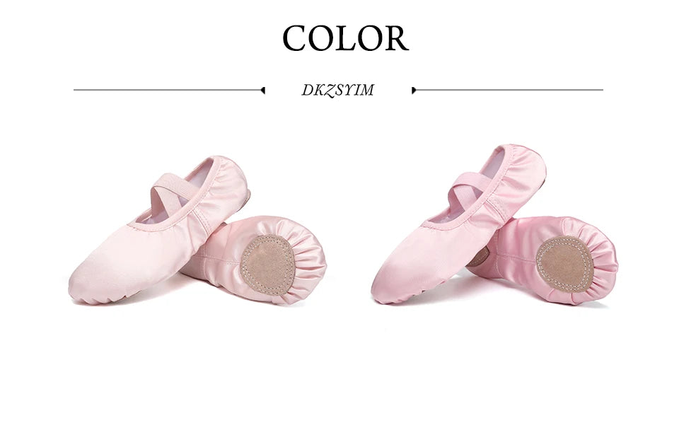 Women/Girls' Ballet Shoes Elastic Satin Flat Split Soft Sole