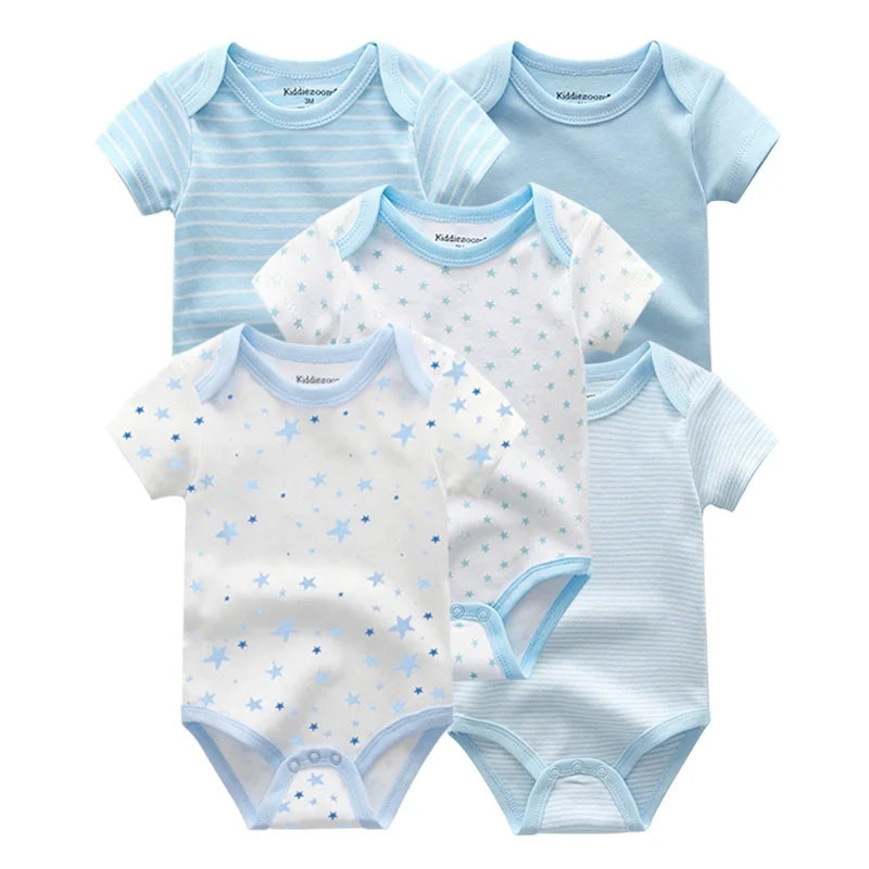 5 Piece Unisex Bodysuits 100% Cotton
