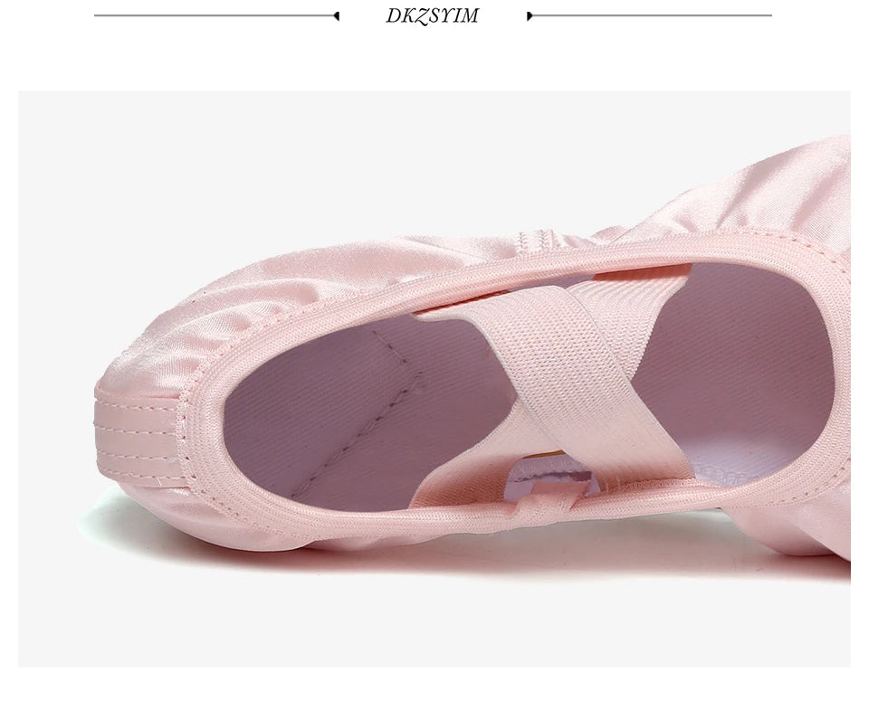 Women/Girls' Ballet Shoes Elastic Satin Flat Split Soft Sole