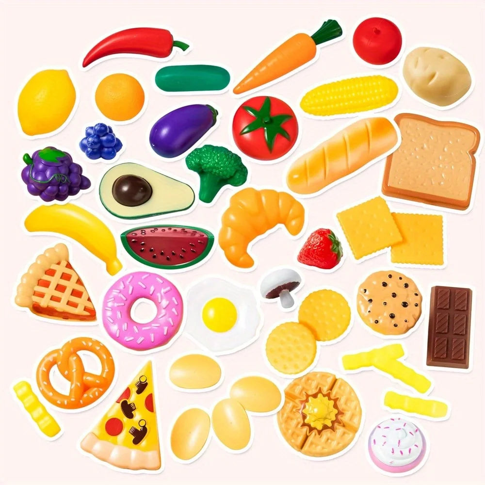 50 Pcs Kitchen Dinnerware Kit & Dummy Fruits Vegetables
