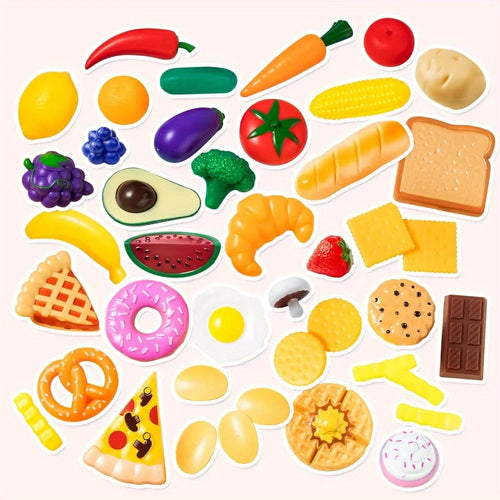 50 Pcs Kitchen Dinnerware Kit & Dummy Fruits Vegetables