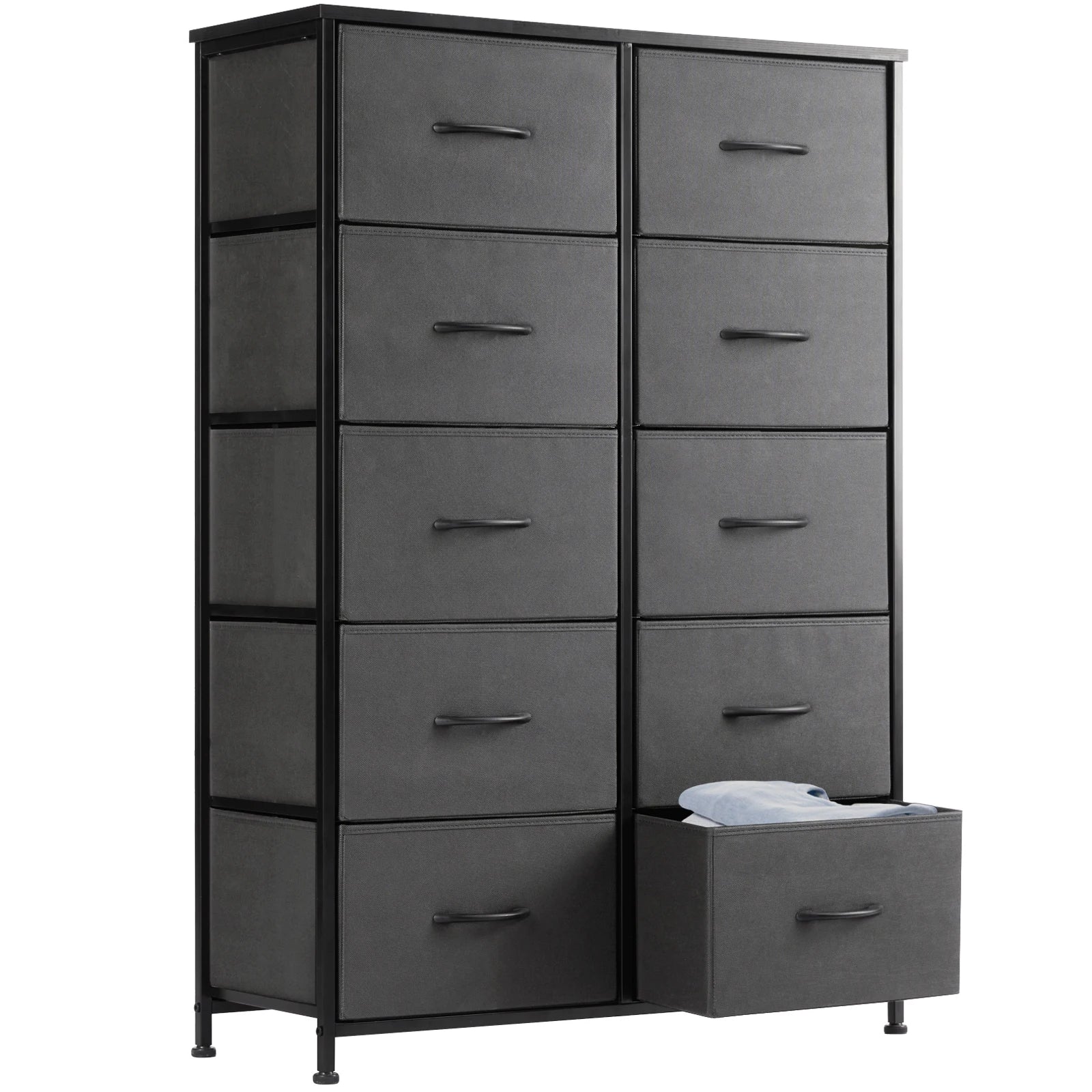 Bedside Table Fabric Drawers Steel Frame