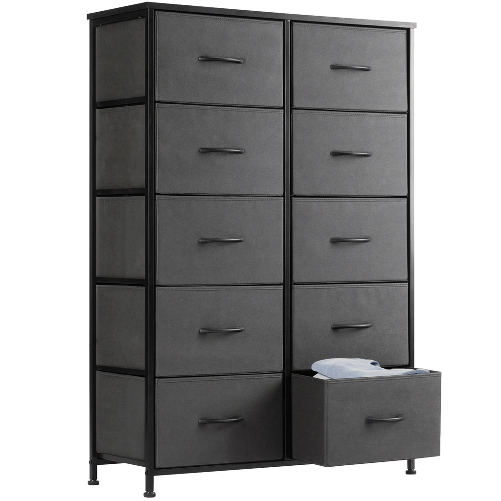 Bedside Table 10 Fabric Drawers Steel Frame