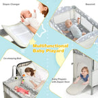 Portable Play Yard, Bassinet, Changing Table, and Music