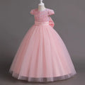 Girls Bridesmaid Dress with Lace Bodice