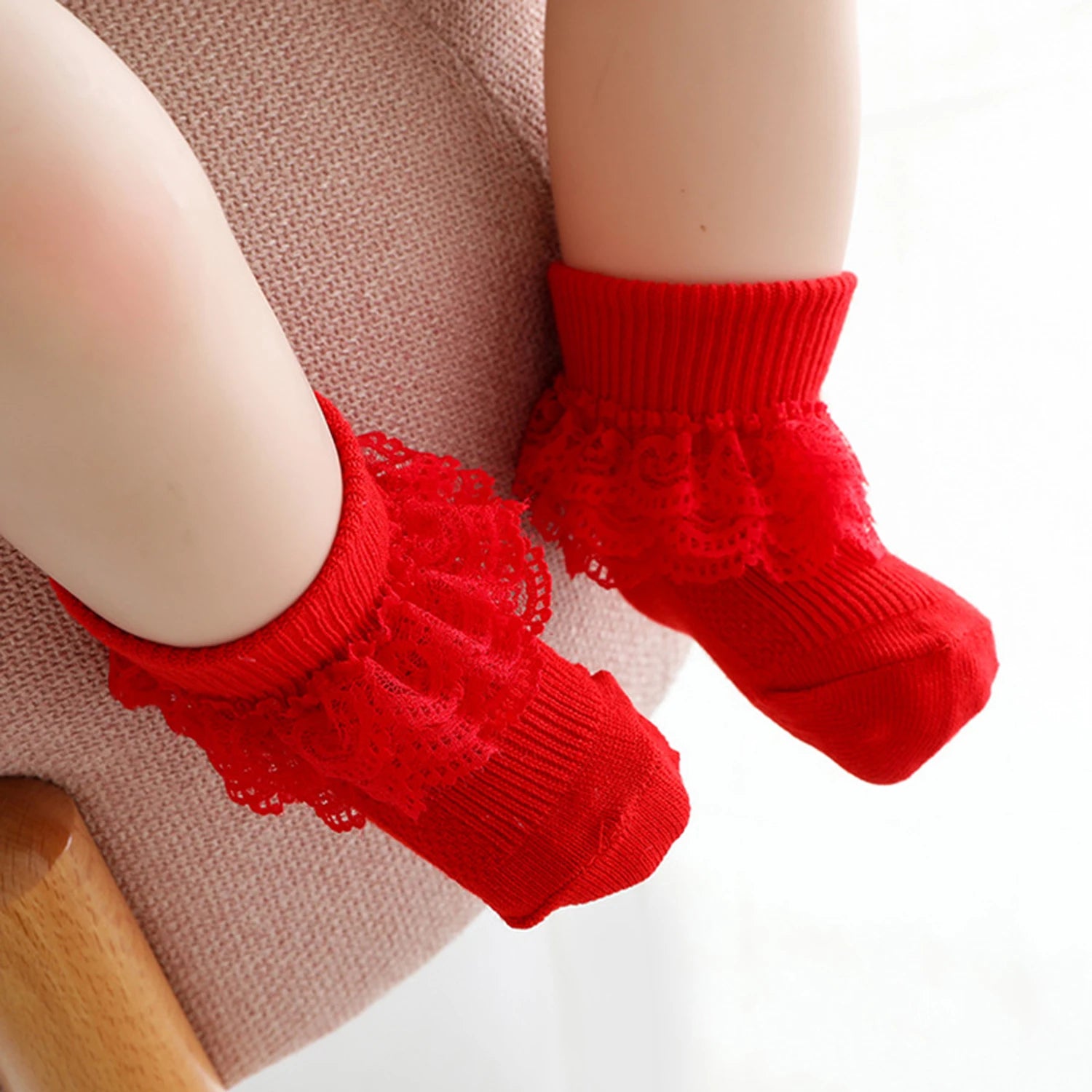 5 pairs of double layered socks for baby girls