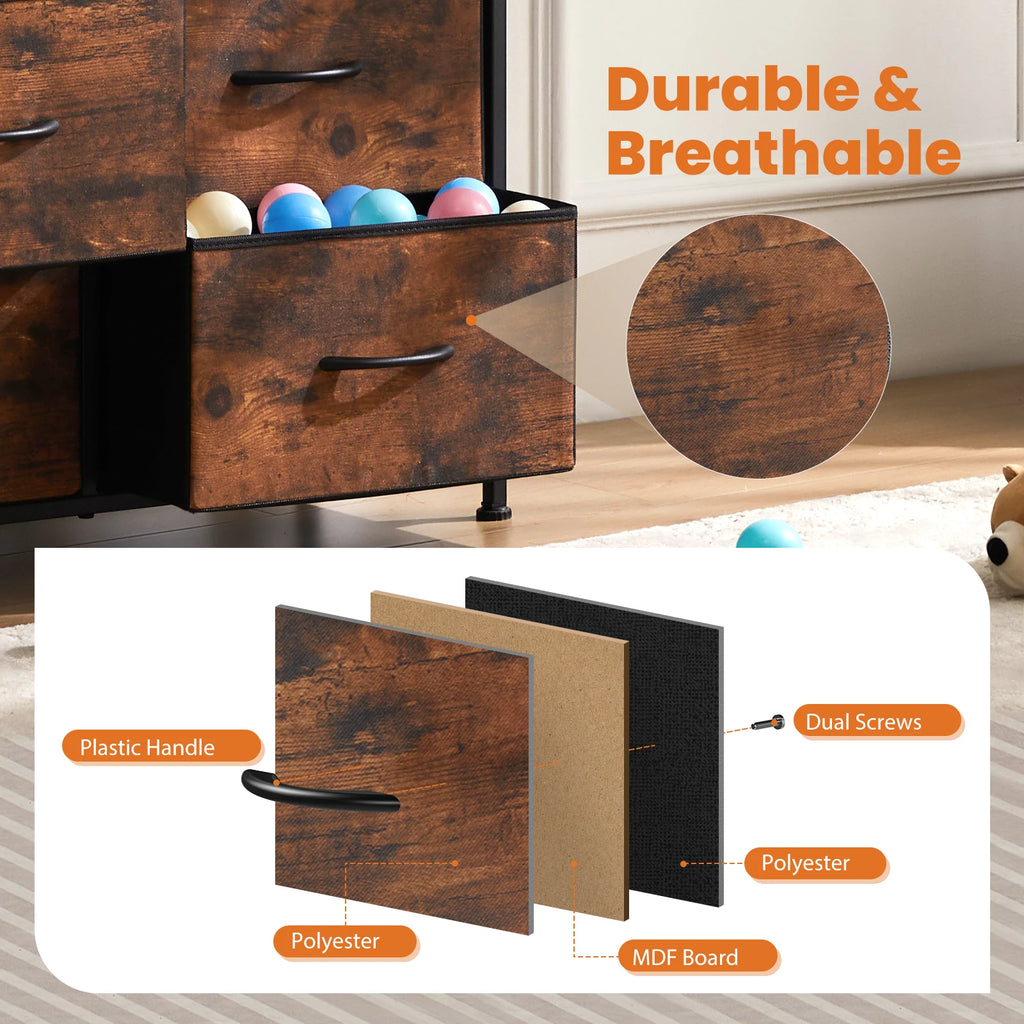 Bedside Table Fabric Drawers Steel Frame