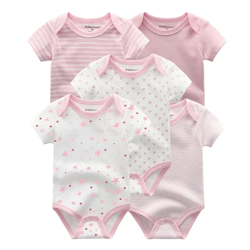 5 Piece Unisex Bodysuits 100% Cotton