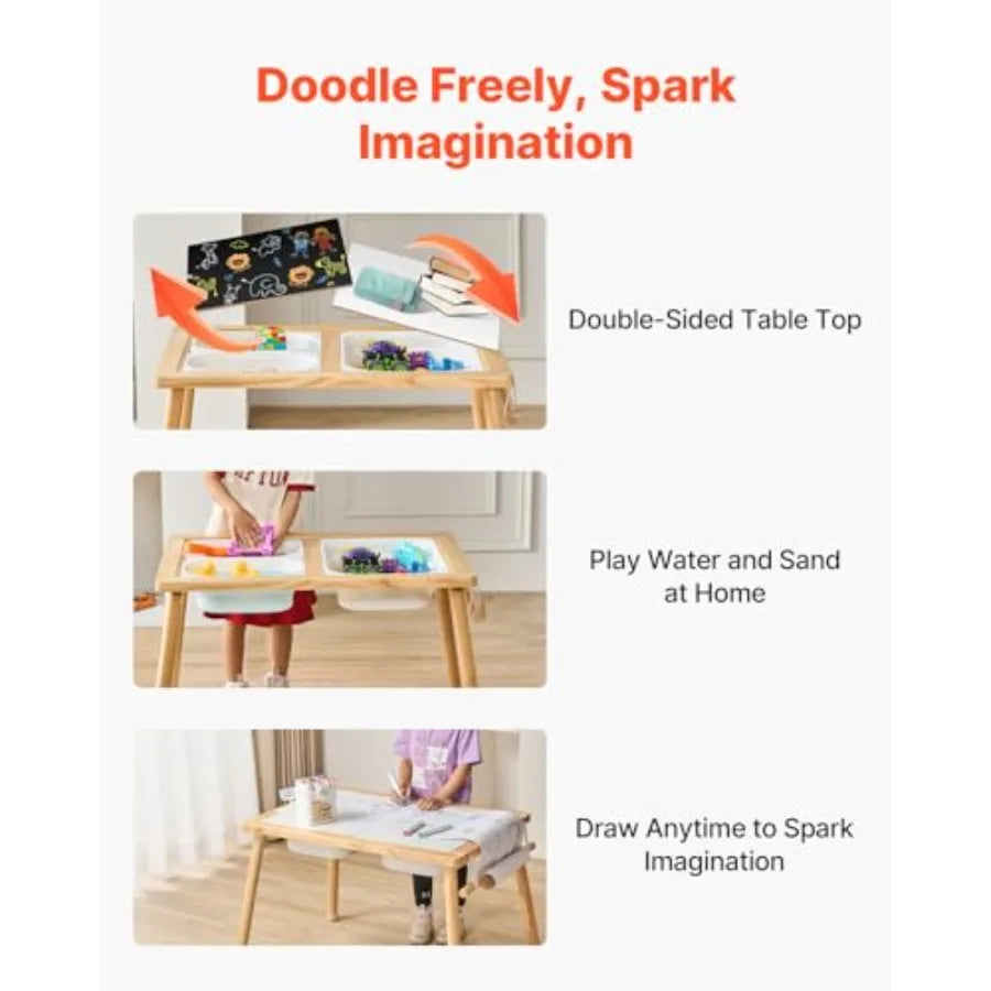 Sensory Table, Activity Desk with 3 Foldable Storage Bins for Toddlers